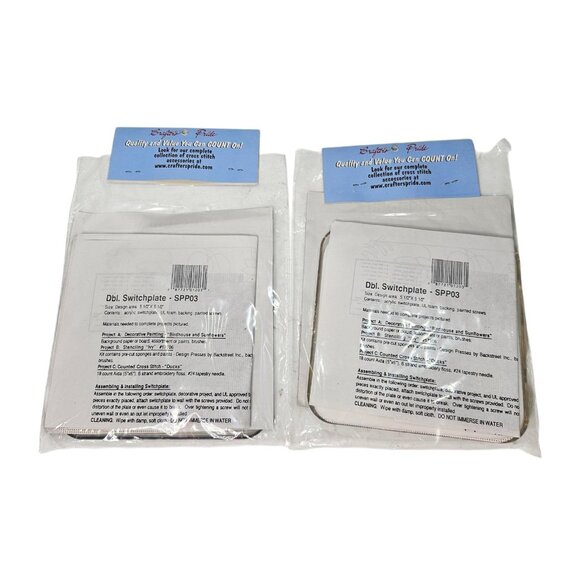 Crafter's Pride Make It Your Way Double Switchplate Cross Stitch Kit Lot of 2 - Picture 2 of 3